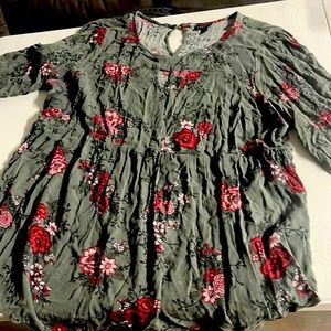 Torrid Olive/floral shirt